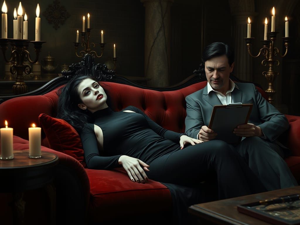 vampire woman on therapist’s couch