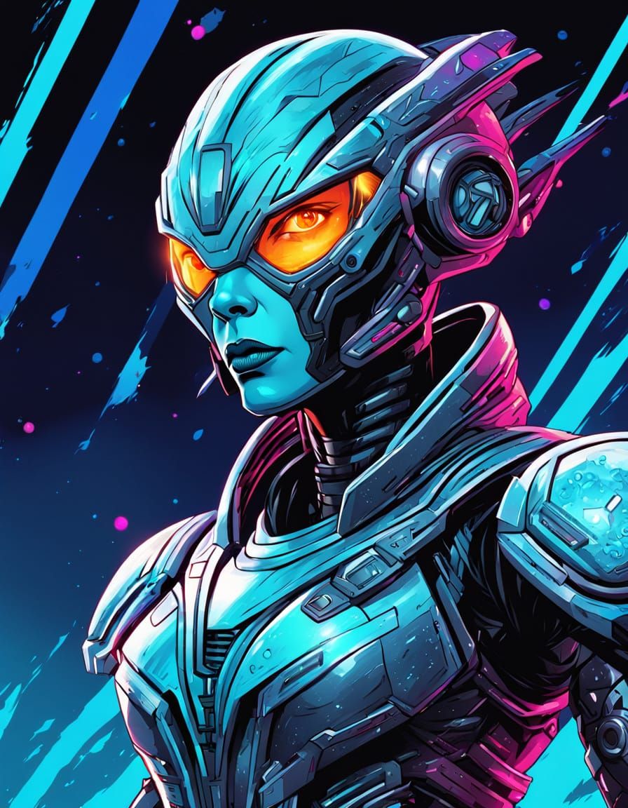 Alien Queen with Lazer Blaster in Comic Book Style