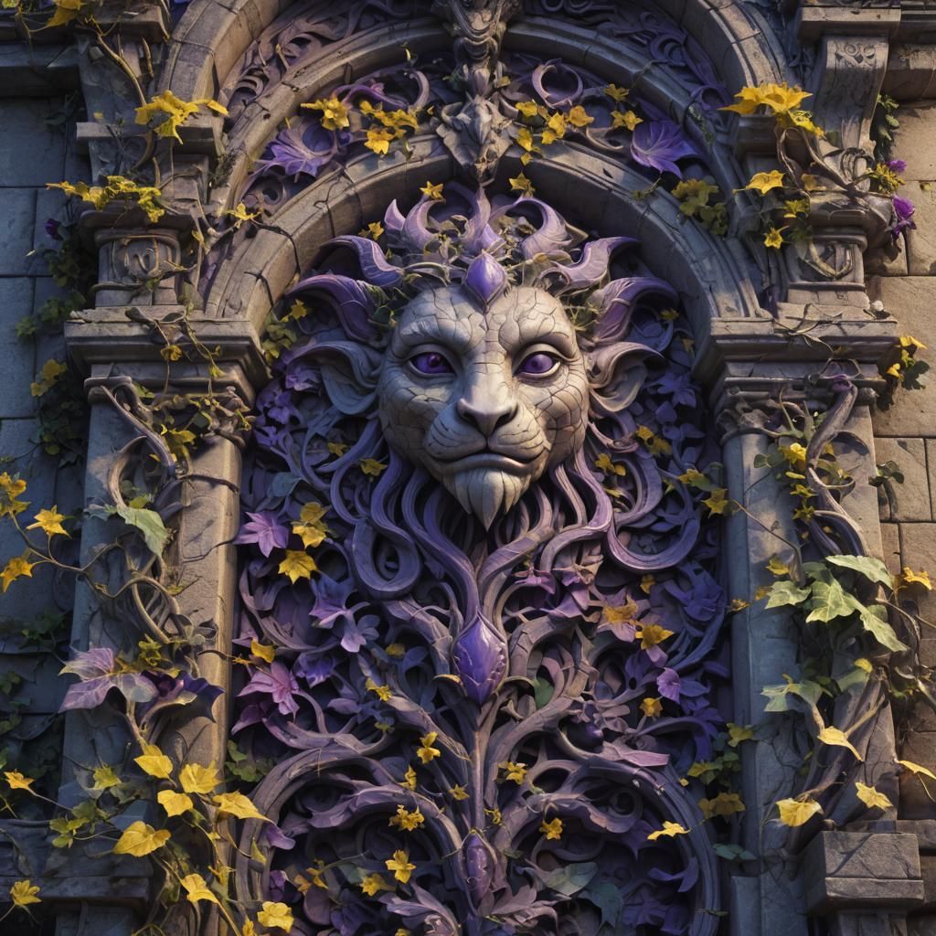 Dark Fantasy Palace Facade in Hyperdetailed Carved Stonework