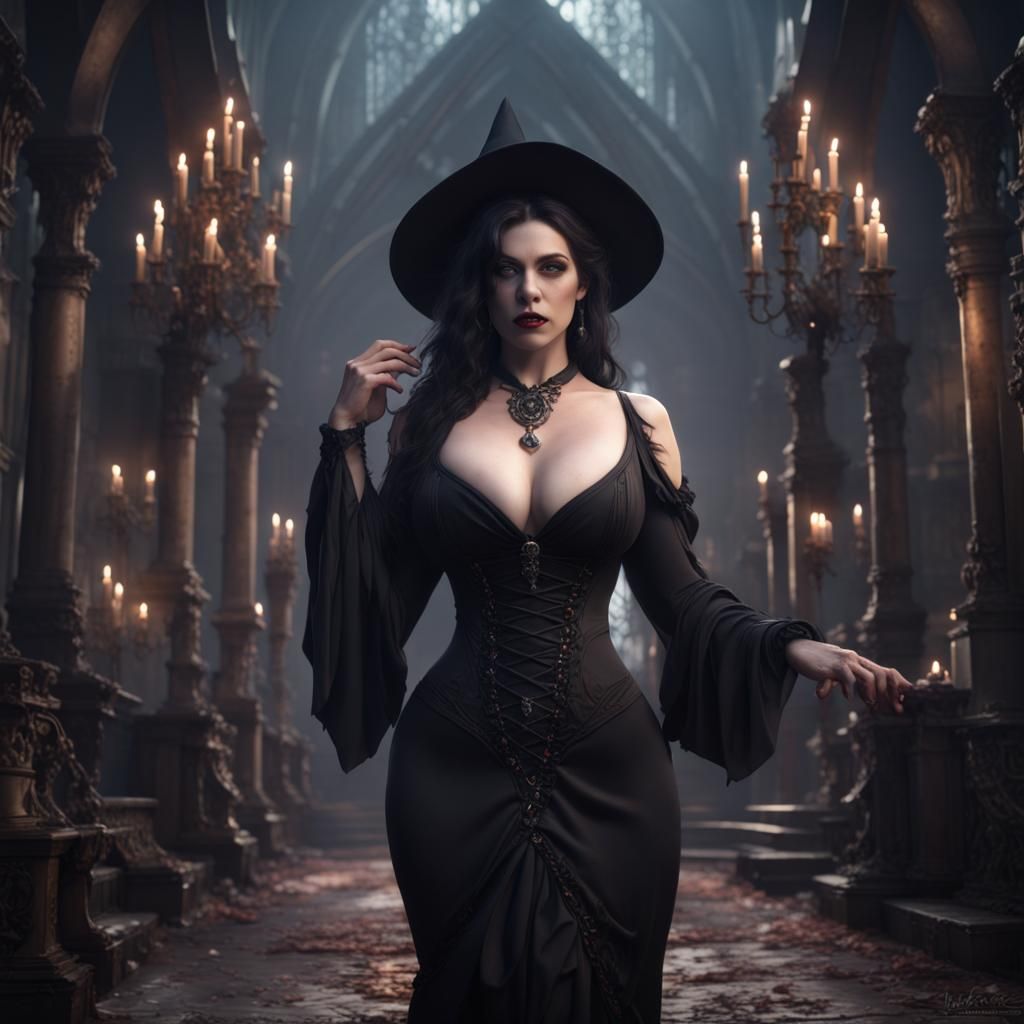Goth Woman in Cinema Style: Fantasy Concept Art