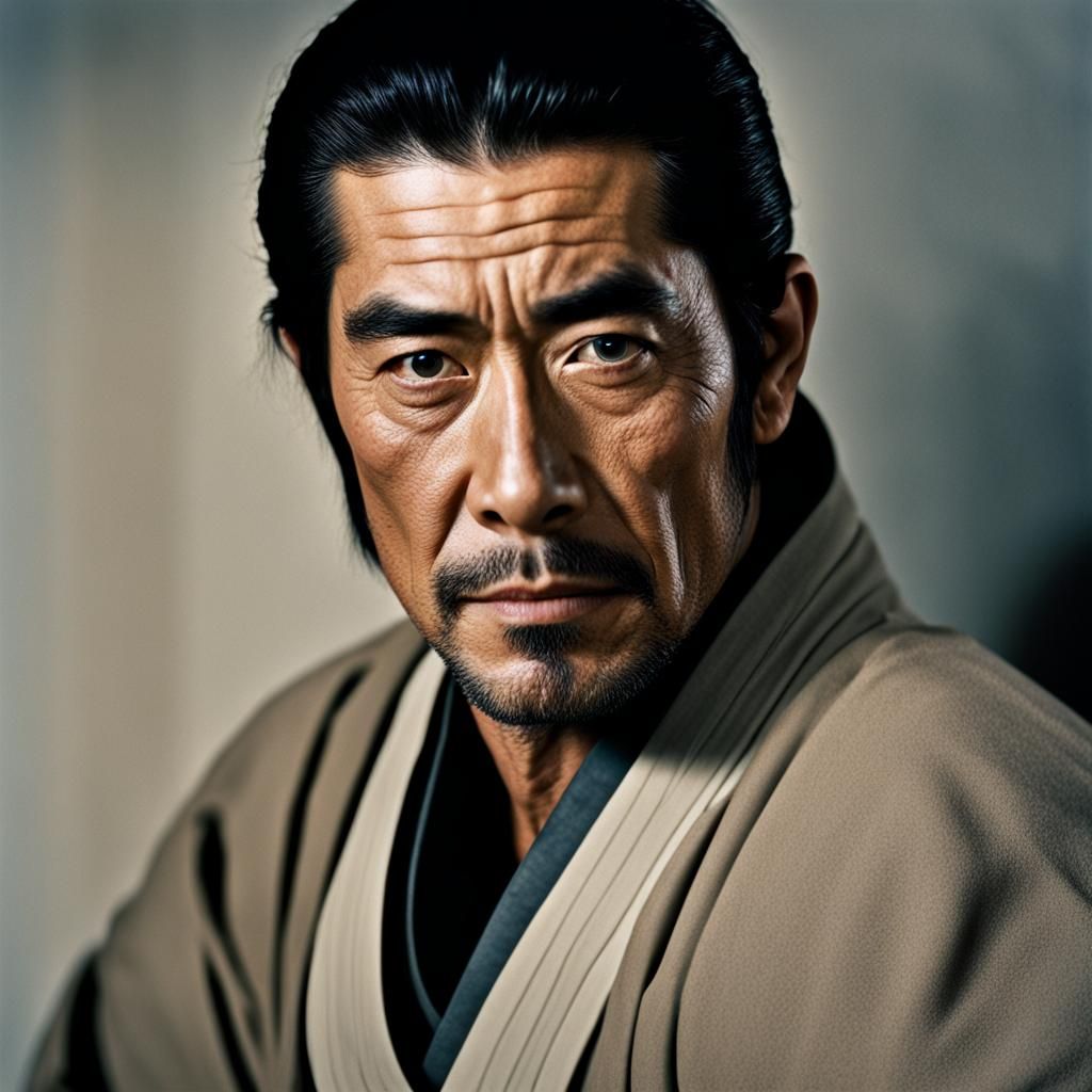 Toshiro Mifune Portrait in Professional Studio Style