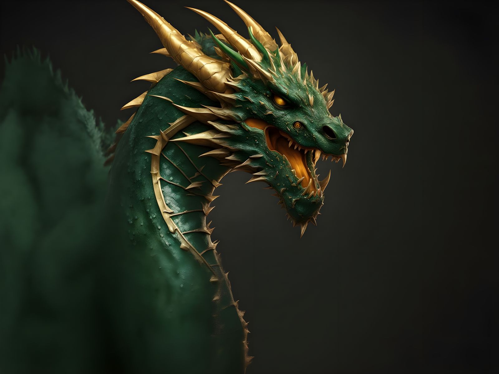 Thorn Dragon with Gold Trim in Detailed Digital Art