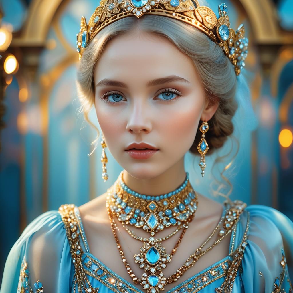 Ethereal Russian Princess Portrait in Art Nouveau Style