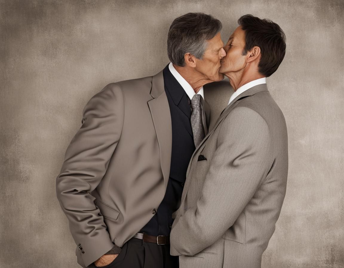 Mature Men Kissing