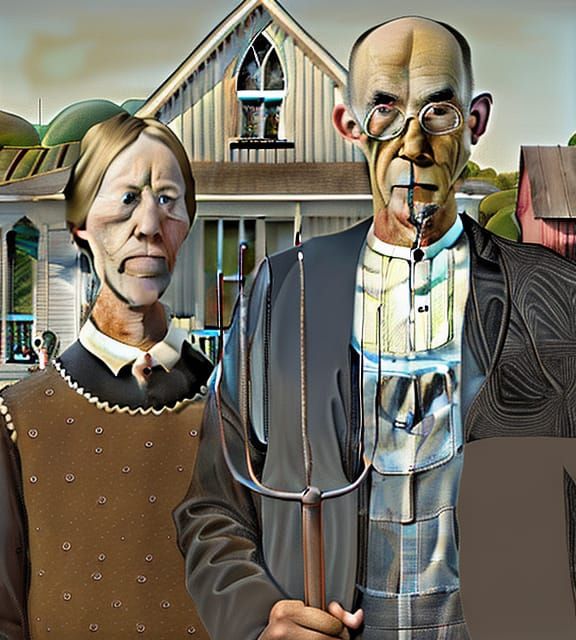 Alien American Gothic: Hyperdetailed Artstation Portrait