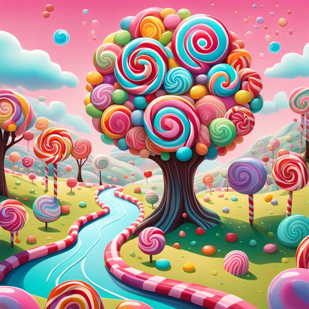 Candy Dreamscape: Whimsical Digital Illustration