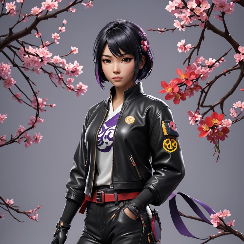 GoGo Tomago in Leather Jacket, 3D Anime Art