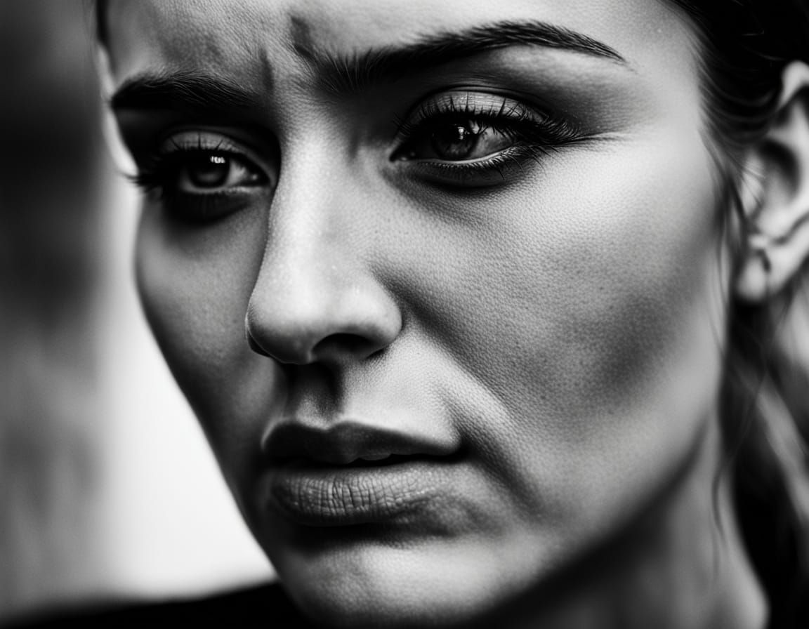 Emotional Monochrome Portrait of a Crying Woman
