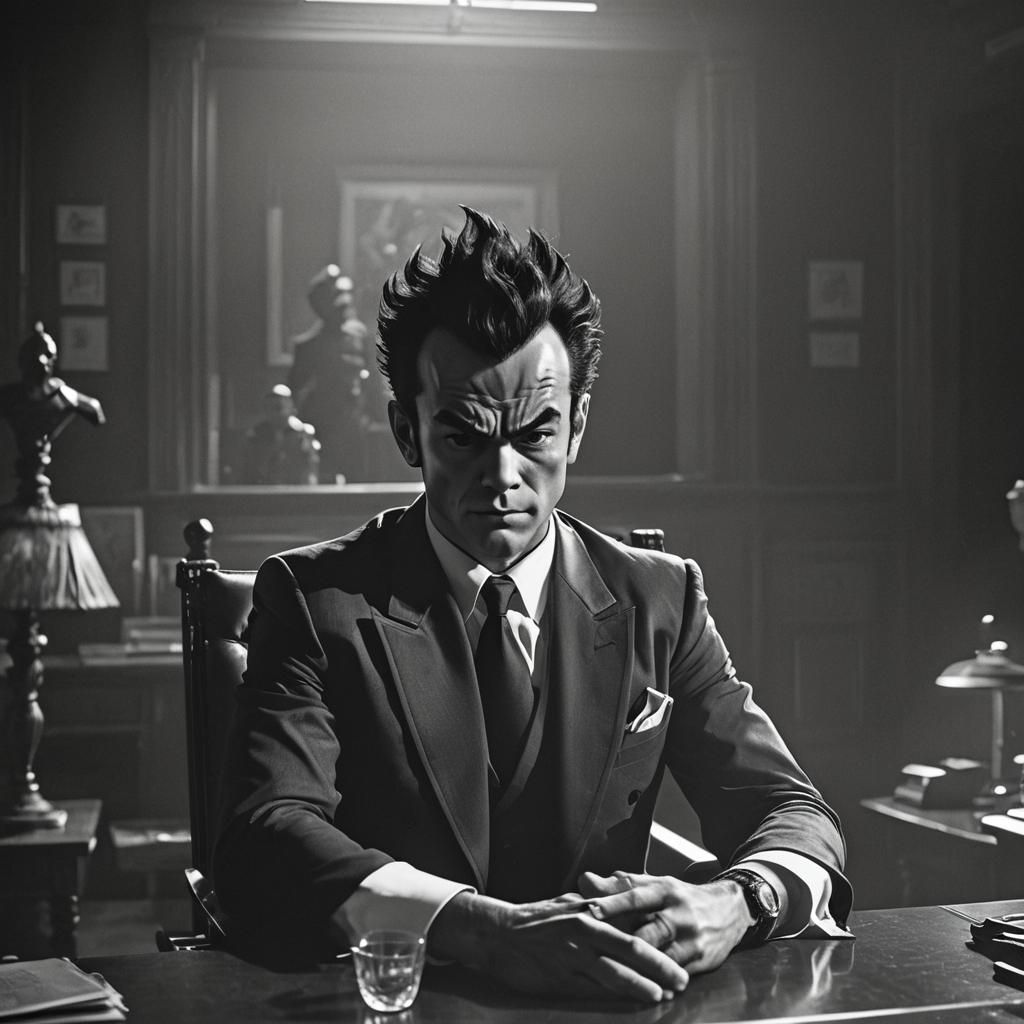 Vegeta as Saiyan Mafia Don in Film Noir Style