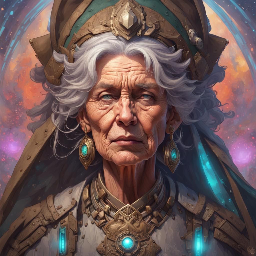 Elder Warrior in an Outer Dimension: Hyperdetailed Portrait