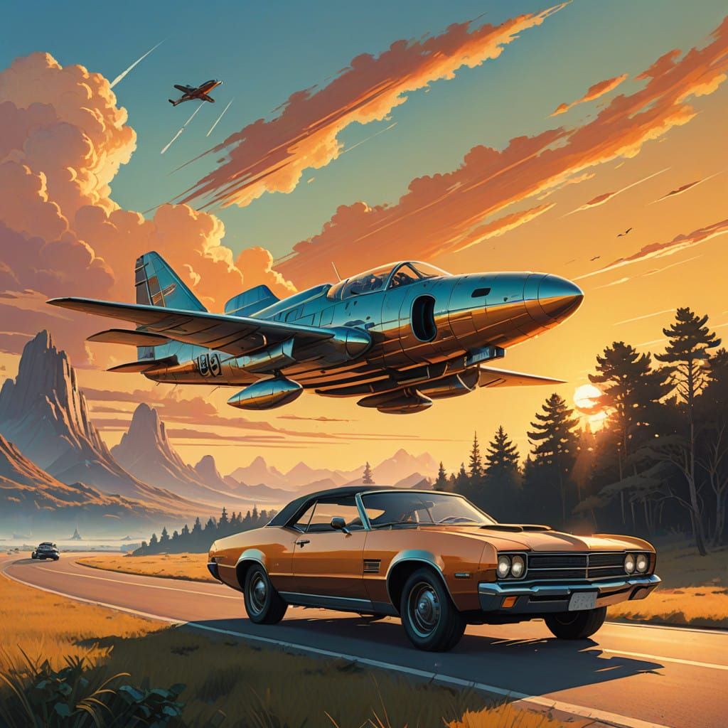 Vintage Convertible Aircraft Soars Through Golden Sunrise