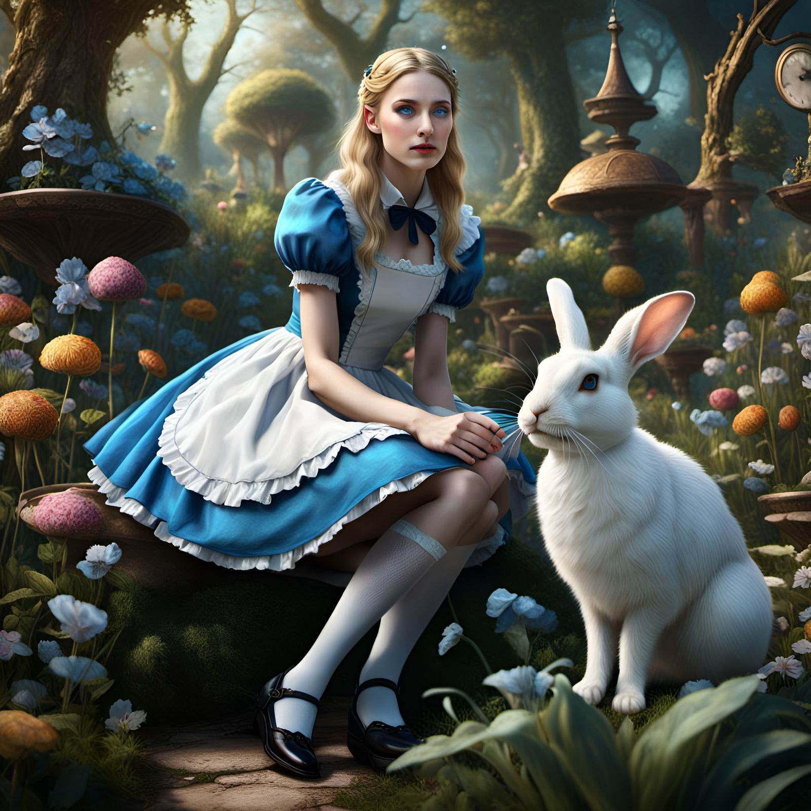 Alice in Wonderland: Realistic Garden Portrait