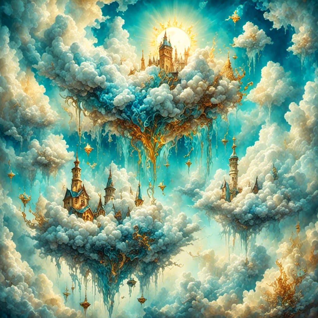 Cloud Creatures in a Whimsical Sky