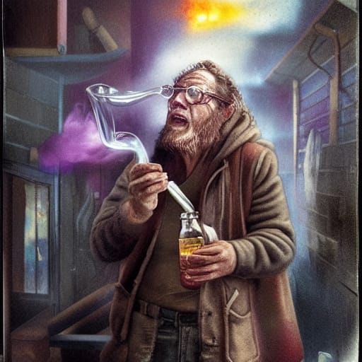 Methamphetamine Addict in a Fantastical Street Culture Scene