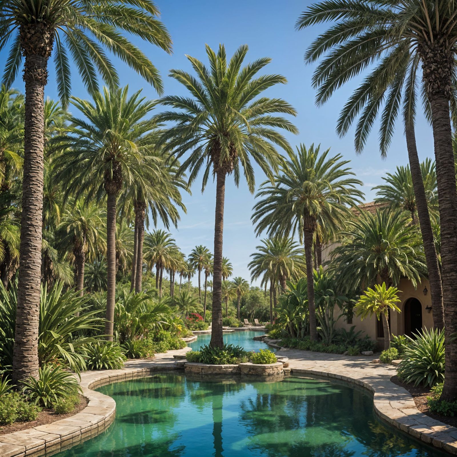 Palm Tree Oasis in Digital Art Style