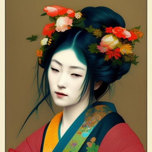 Maiko Portrait in Pre-Raphaelite Style