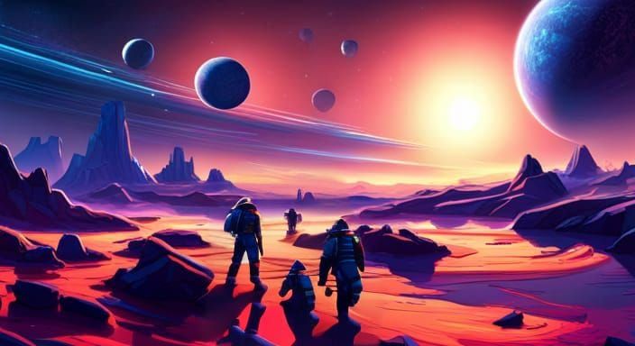 Astronauts Explore a Vivid Alien World