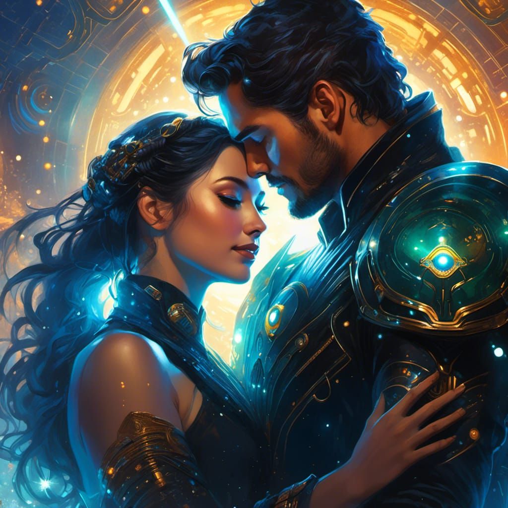 Cyberpunk Embrace in Dystopian Future