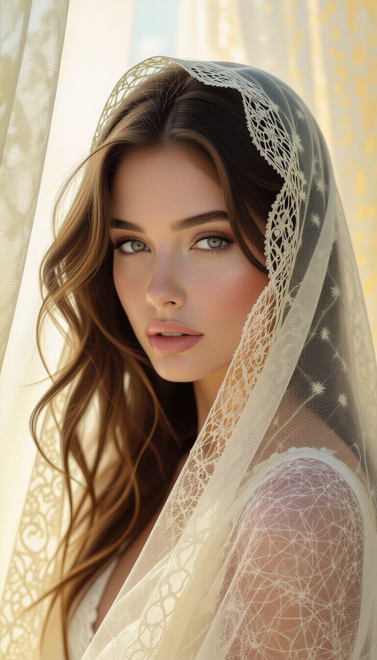 Mysterious Female Image in Abstract Surrealist Style