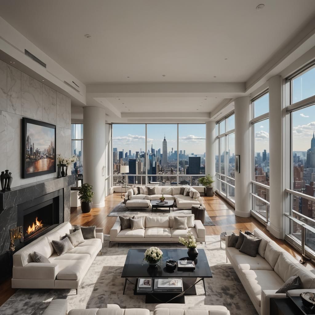 New York Penthouse Interior with City View