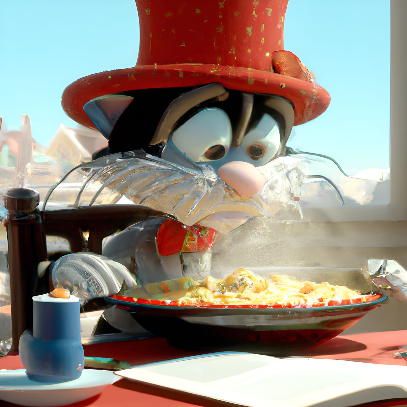 Cat in the Hat Eats Soup: 8k Render