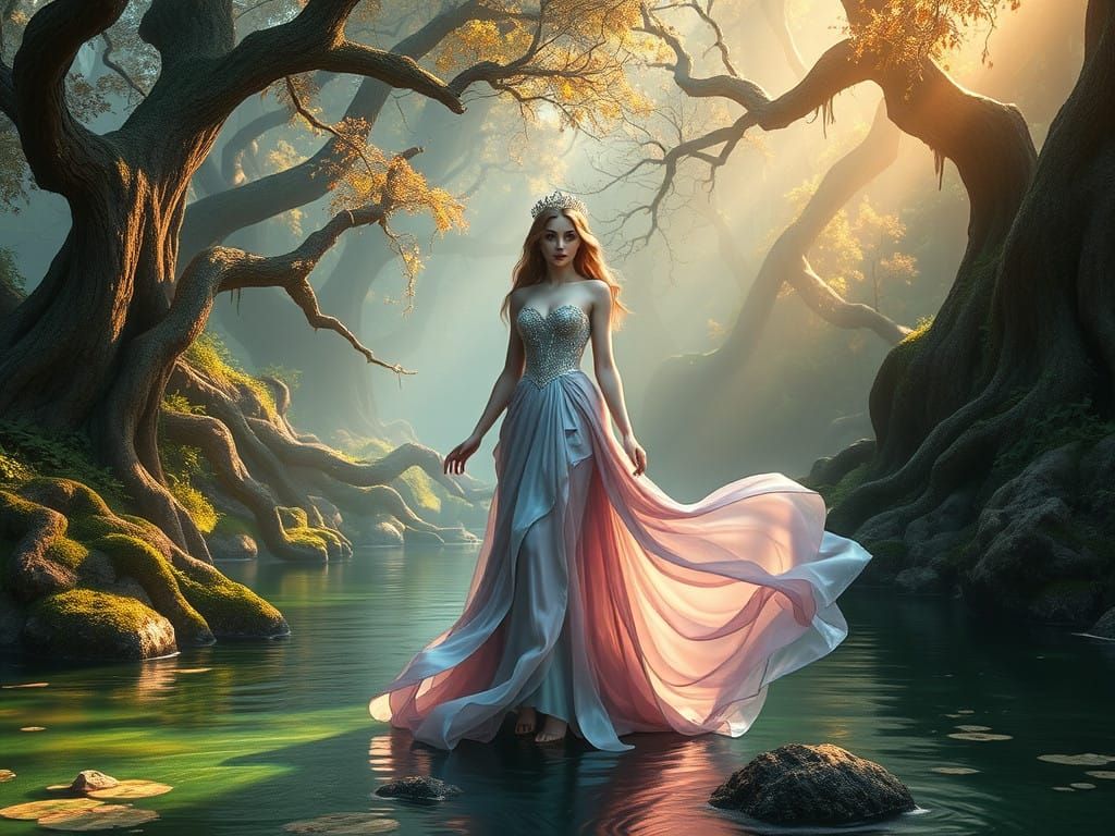 Mystical Riverbanks in Whimsical Fantasy