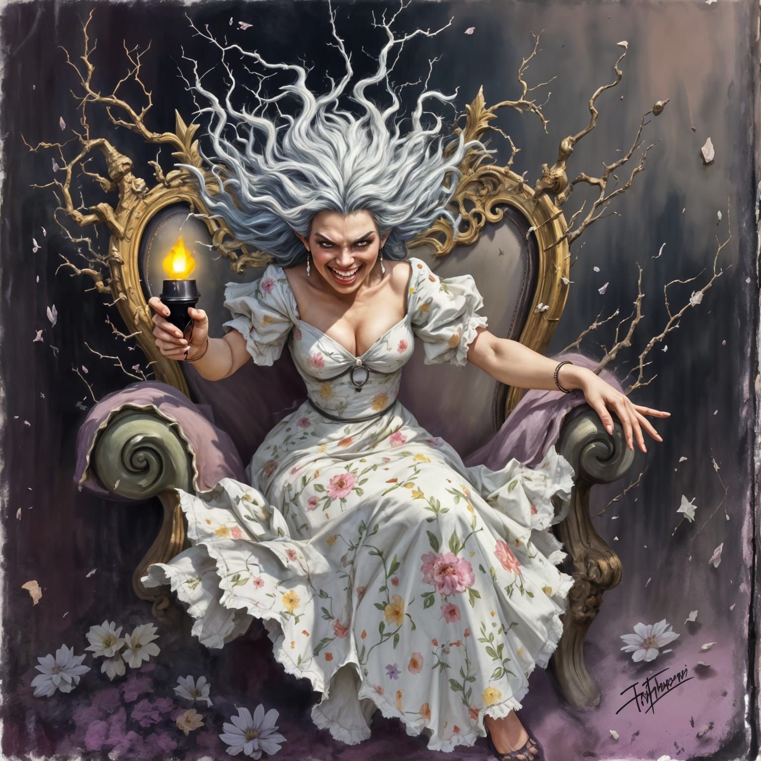 Surreal Horror Goddess of Whimsy in Pastel Hues