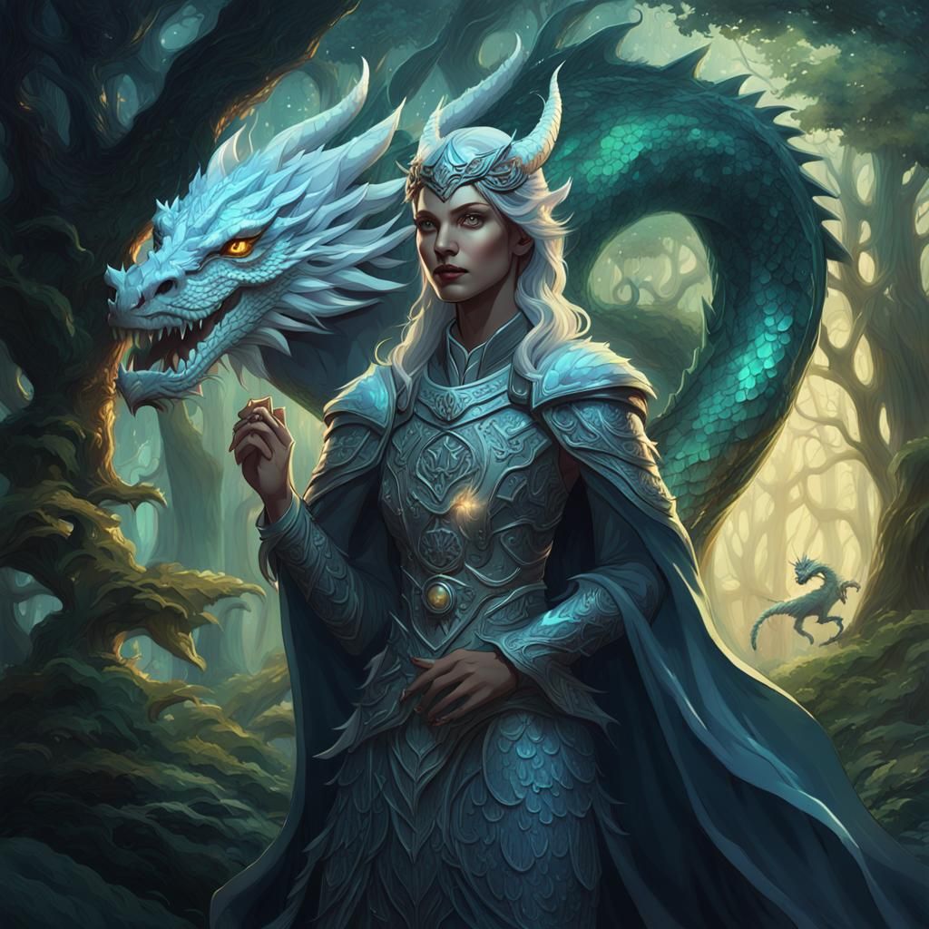 Dragonborn Druid Casting Magic in Mystical Forest