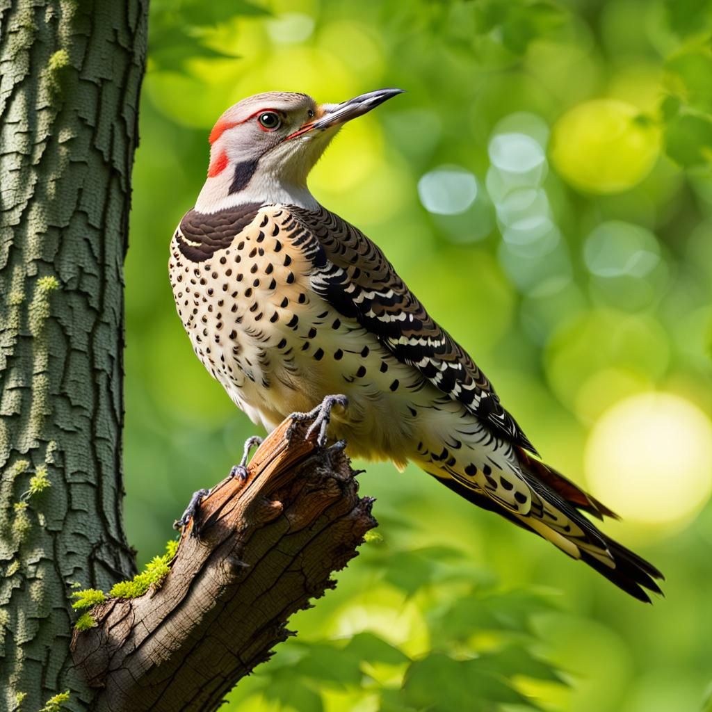 Northern Flicker in Lush Green Forest