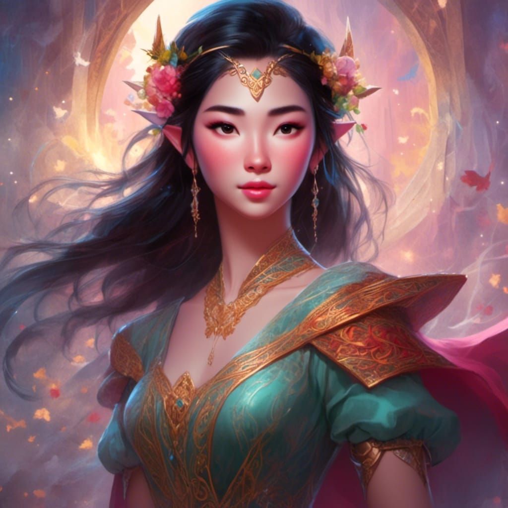 Mulan as Lord of the Rings Elf in Rivendell