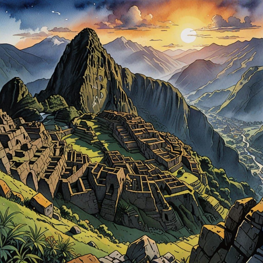 Inca Empire Fall: Watercolor Comic Illustration