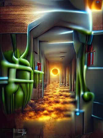 Creepy Liminal Hallway with Countless Doors
