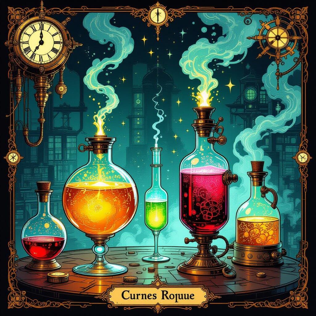 Steampunk Potions Revealing Secrets in Chiaroscuro