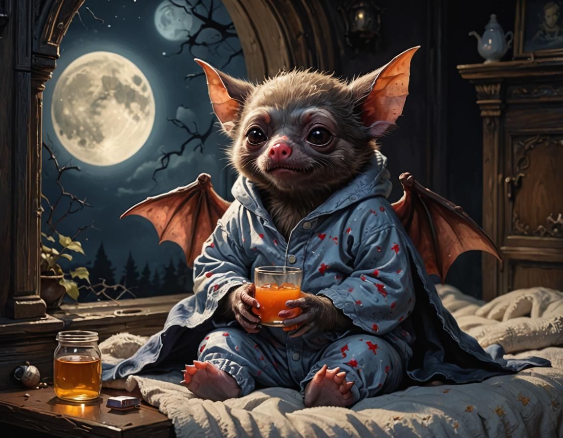 Vampire Bat in Pajamas: Oil Glazing Technique