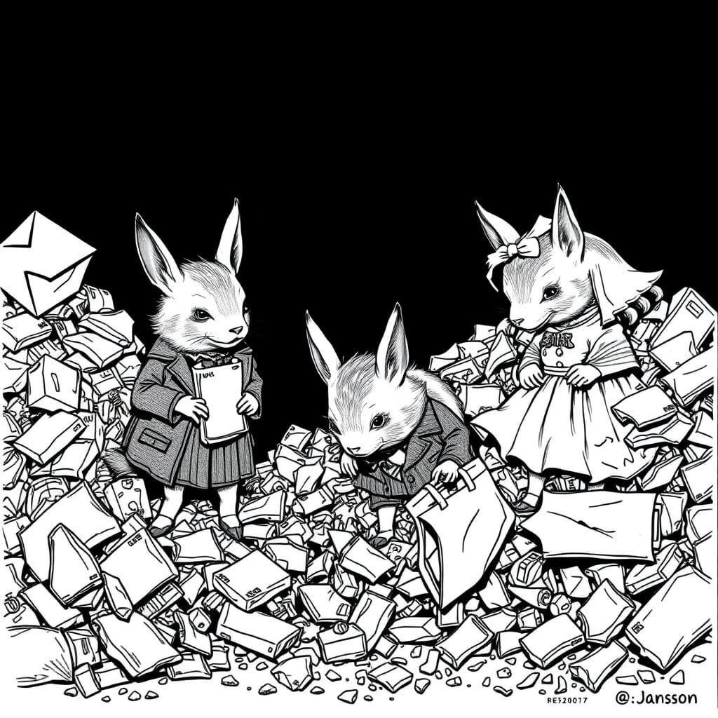 Weird Creatures in Trash, Tove Jansson Style