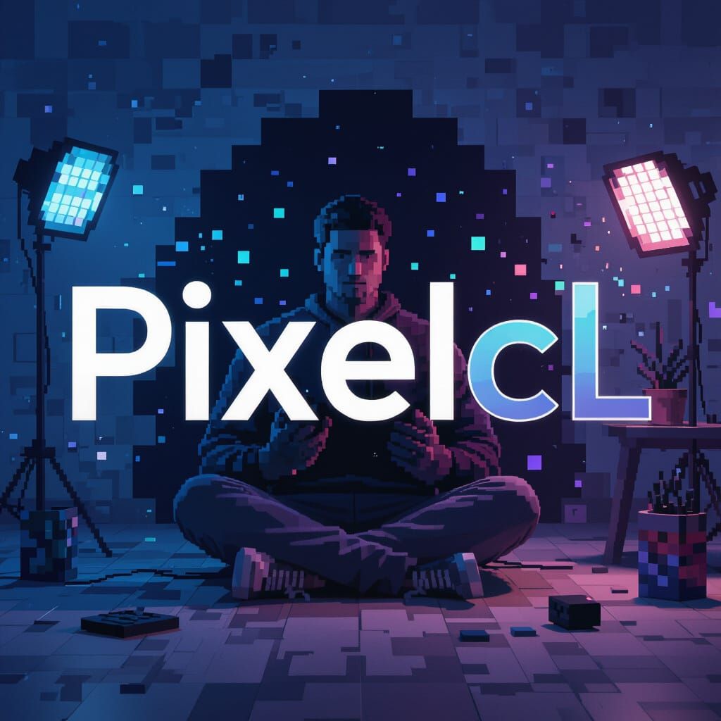 Chill YouTube Banner for PixelCL with Pixel Art Elements