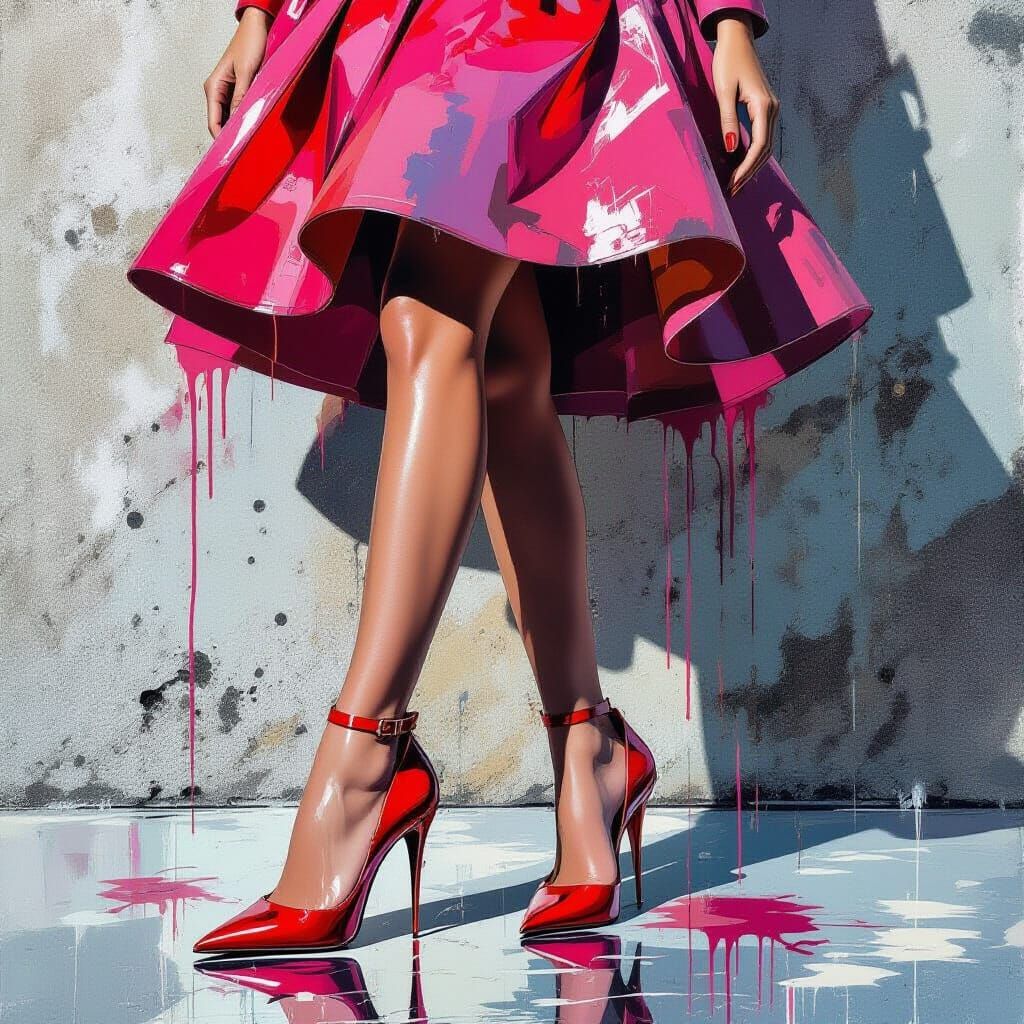 Superhero Prada Woman Aids Model on Milan Catwalk