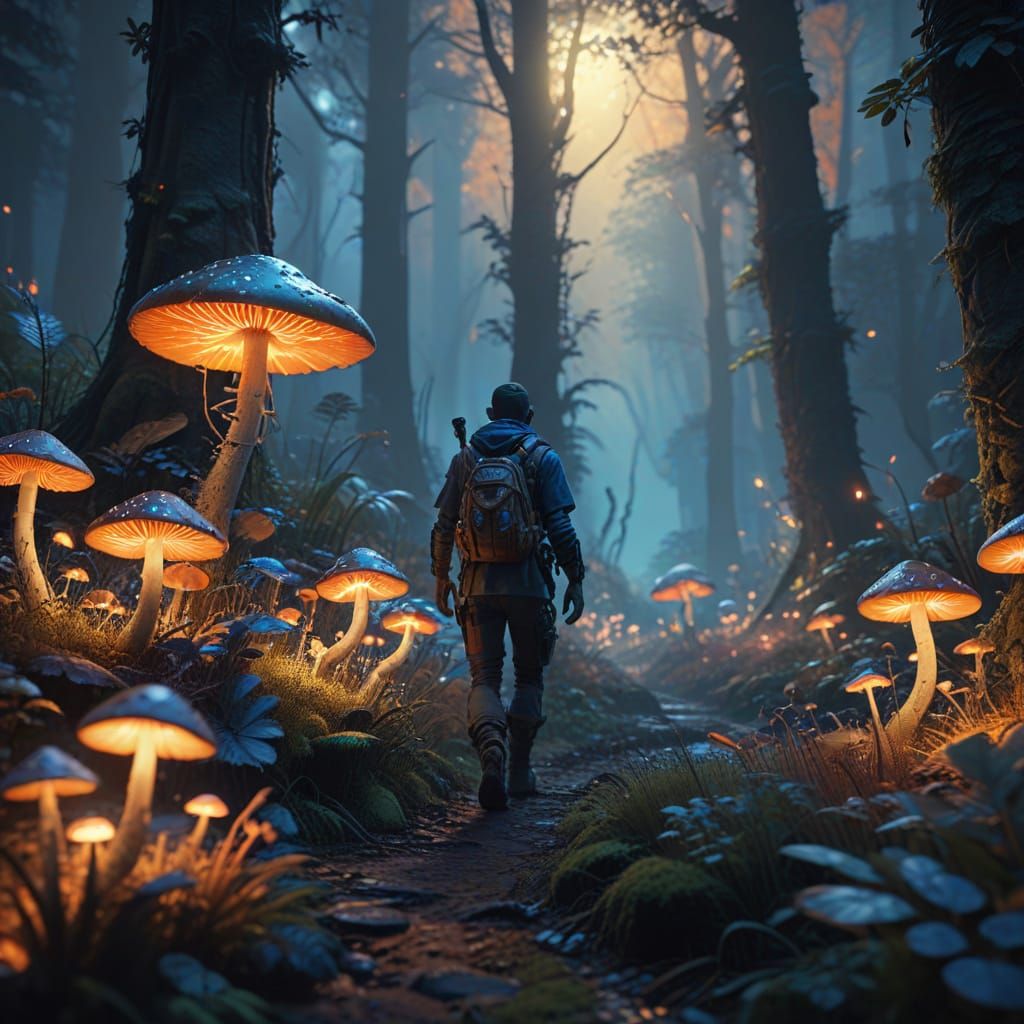 Mystical Forest Figure in Detailed Matte Painting