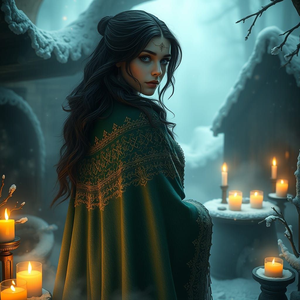 Whimsical Winter Maiden with Enchanted Aura