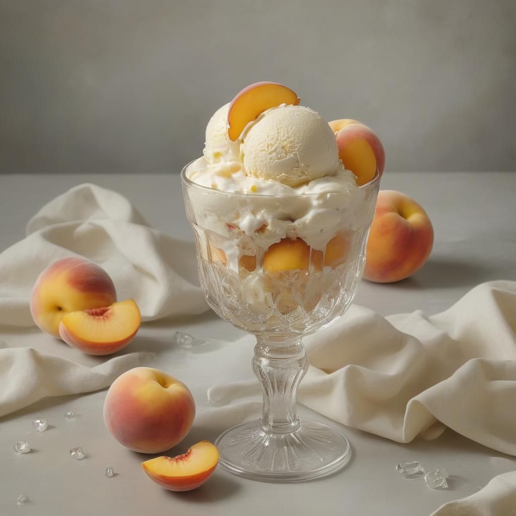 Crystal Goblet Overflowing with Peaches and Cream
