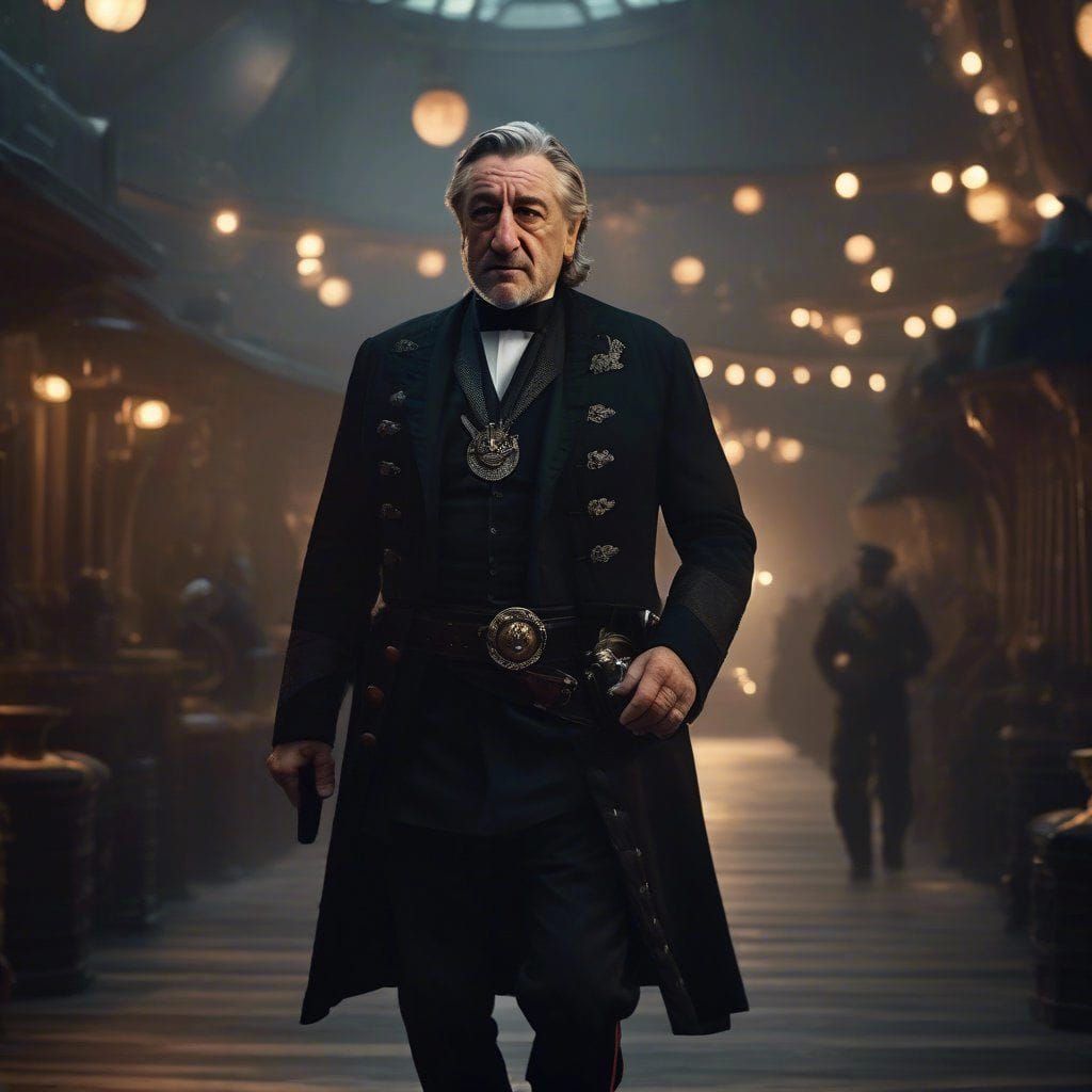 Portrait of Robert de Niro as Space Pirate Captain Harlock from disney movie "Pirates of the space". Intricate _details...