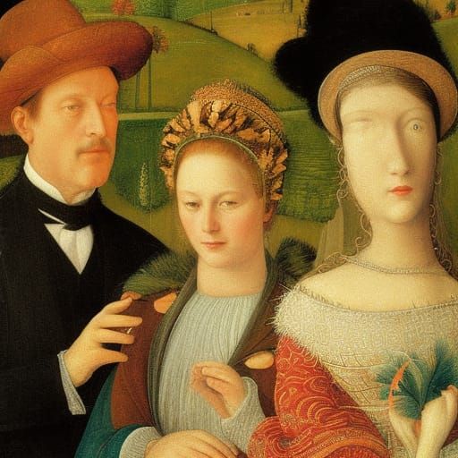 Hedgehog Fedora Overtakes Figures in Renaissance Style