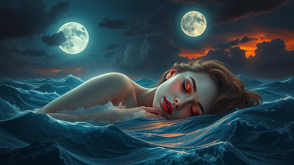 Ethereal Face on Stormy Sea: Fantasy Matte Painting