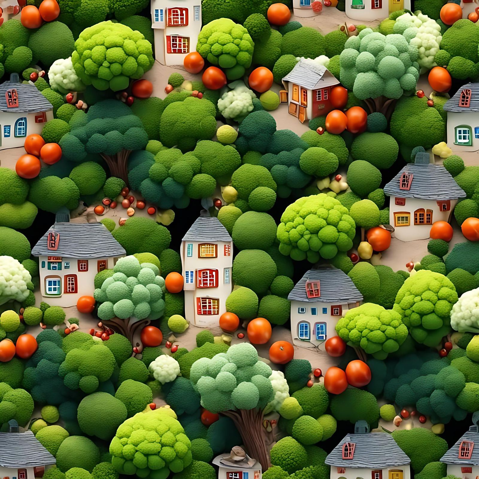 Hyperrealistic Fairy Town Made of Vegetables