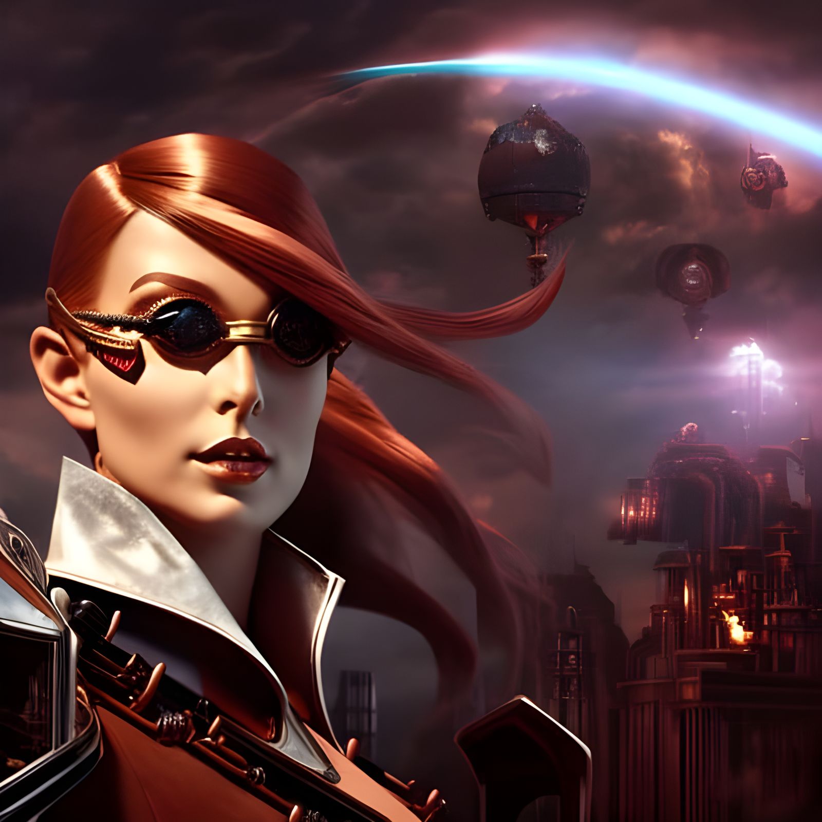 Dieselpunk Android Girl Portrait in Paris