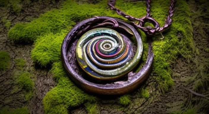Mystical Spiral Amulet Still Life, Fantasy Art