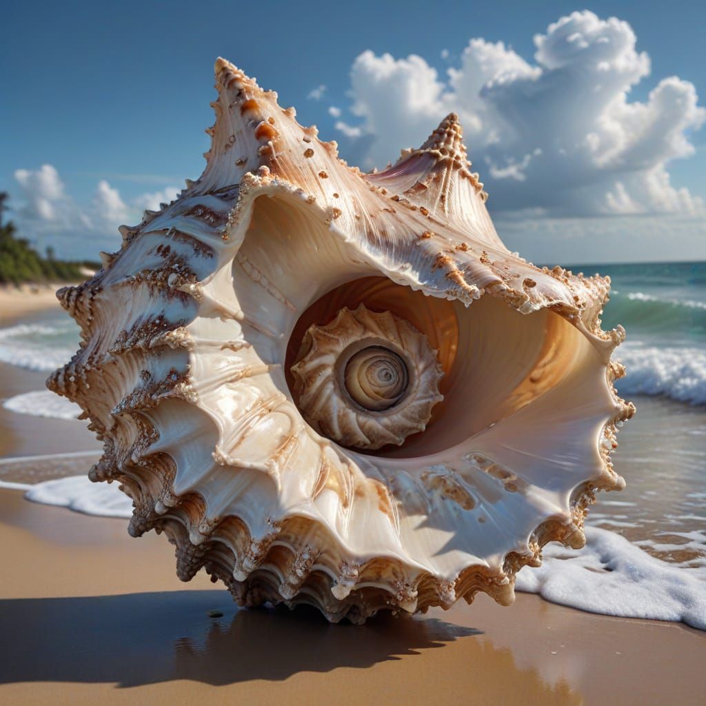 Surreal Conch Shell World with Surfer, 8K Resolution