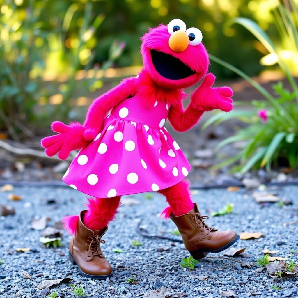 Elmo in Whimsical Garden Setting