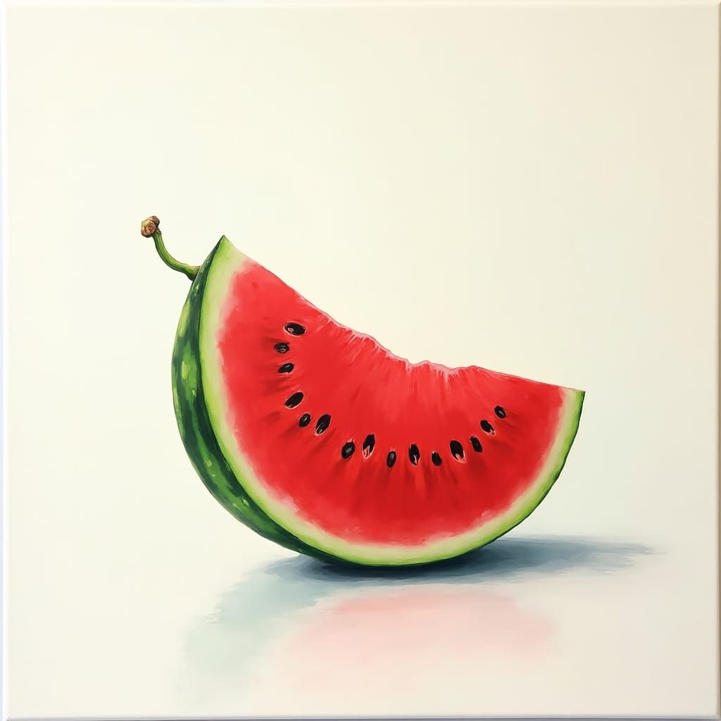 Vibrant Watermelon on White in Post-Impressionist Style