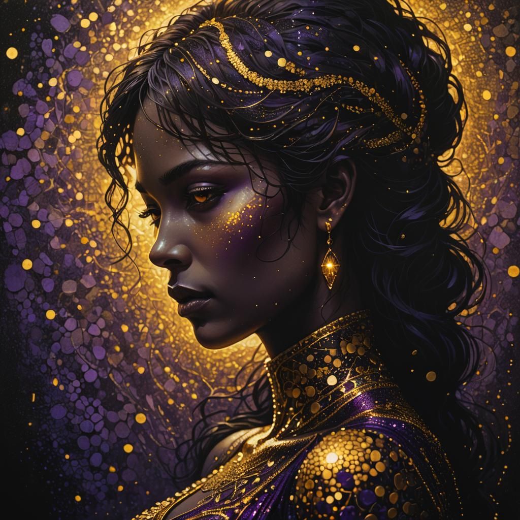 Golden Dot Silhouette in Dark Fantasy Style